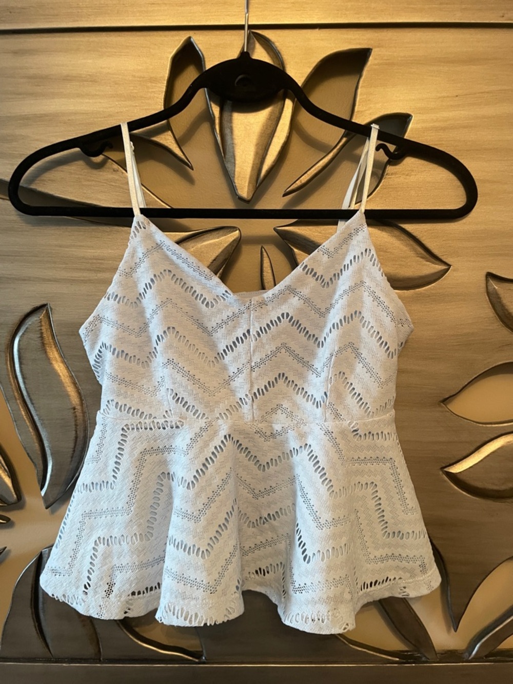 Dynamite Baby Blue Lace Eyelet Peplum Tank Top
